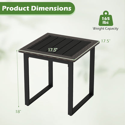 Outdoor Rattan Side Table with Slatted Tabletop and PE Rattan Finish