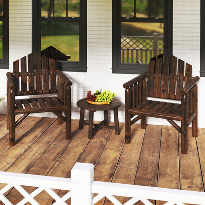 Wooden Armchair with High Back and Armrests - Natural Pine