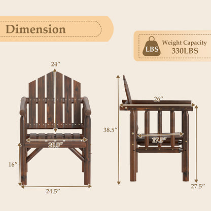 Wooden Armchair with High Back and Armrests - Natural Pine