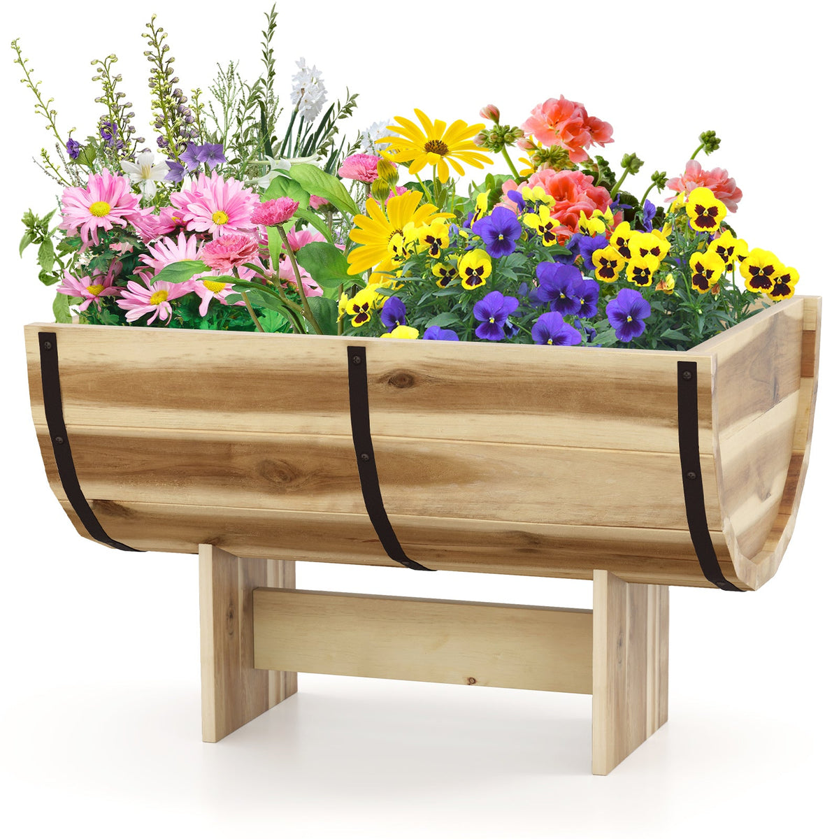 Outdoor Wooden Planter with Legs for Flower Herb Vegetable Fruit