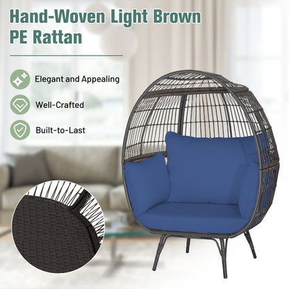 Oversized Rattan Egg Lounge Chair with 4 Cushions