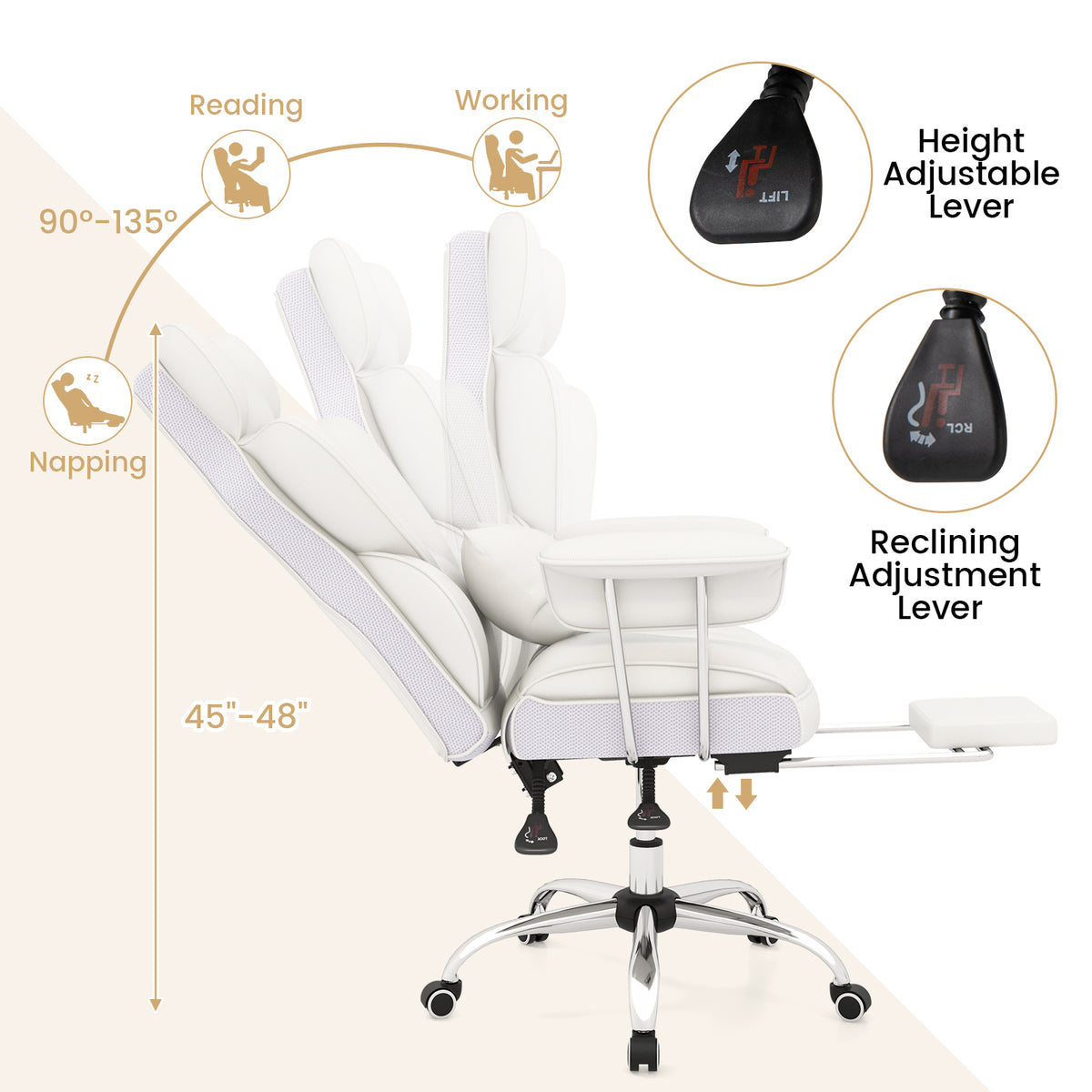 Big and Tall Executive Office Chair with Footrest