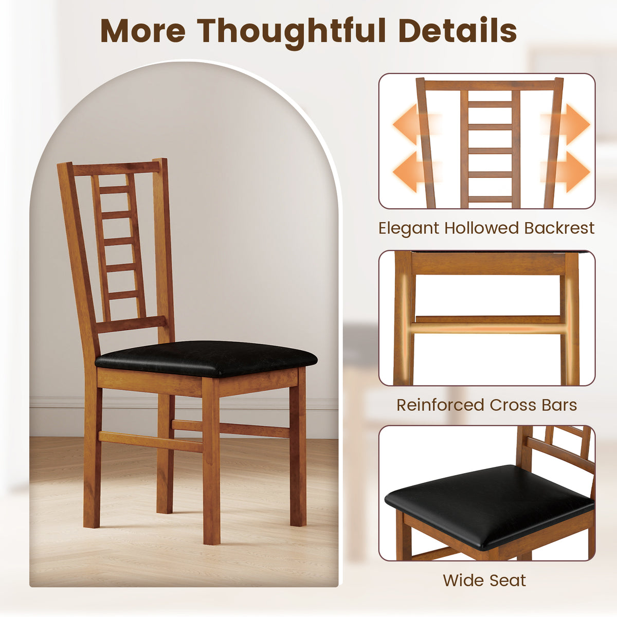 Upholstered Dining Chairs Set of 4 with Wood Frame