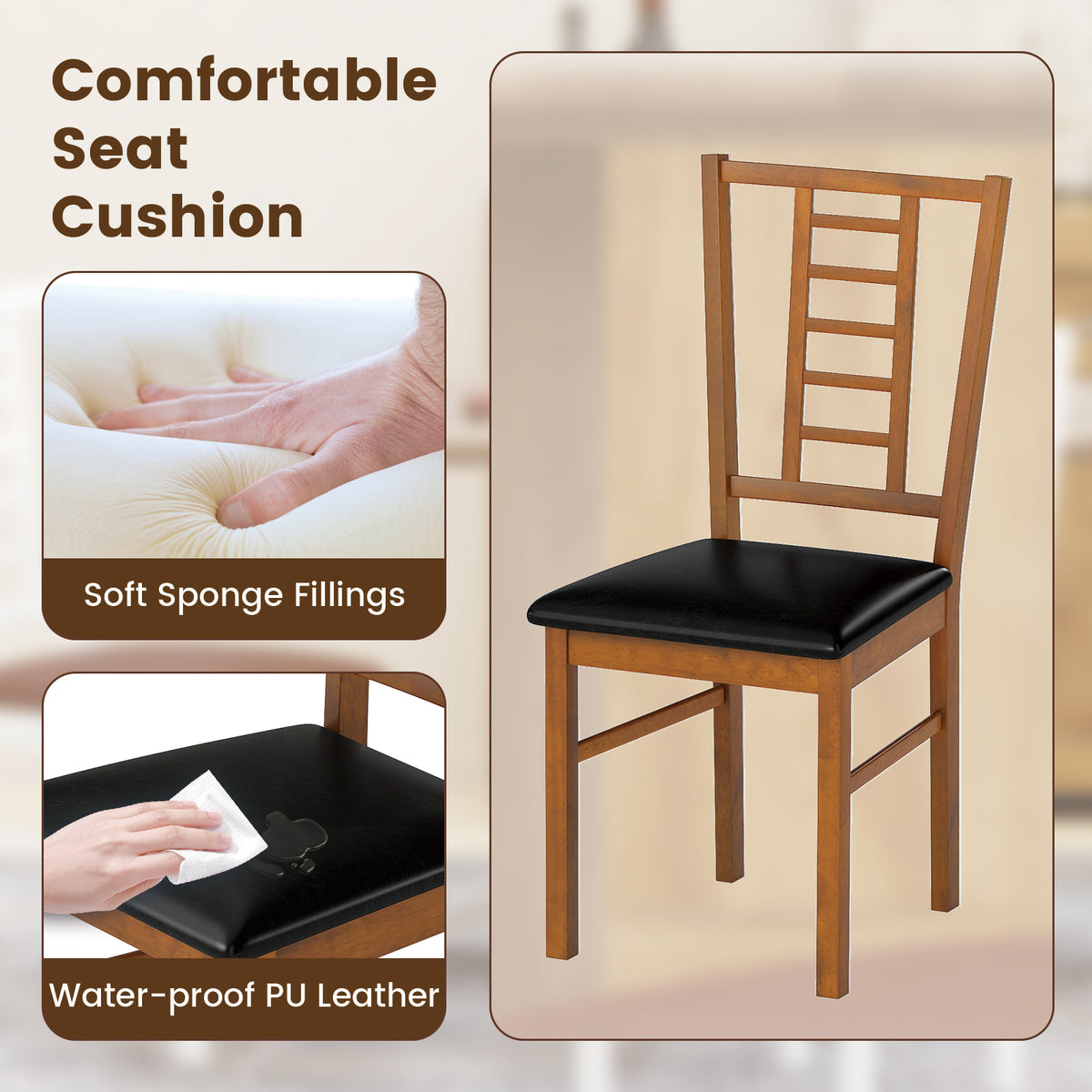 Upholstered Dining Chairs Set of 4 with Wood Frame