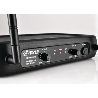 Pyle Dual-Channel VHF Wireless Microphone System with 2 Lavalier & 2 Headset Mics - view 3