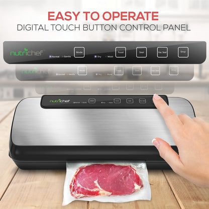NutriChef Automatic Vacuum Sealer with Dry/Moist Settings, Bags & Roll Included - view 5