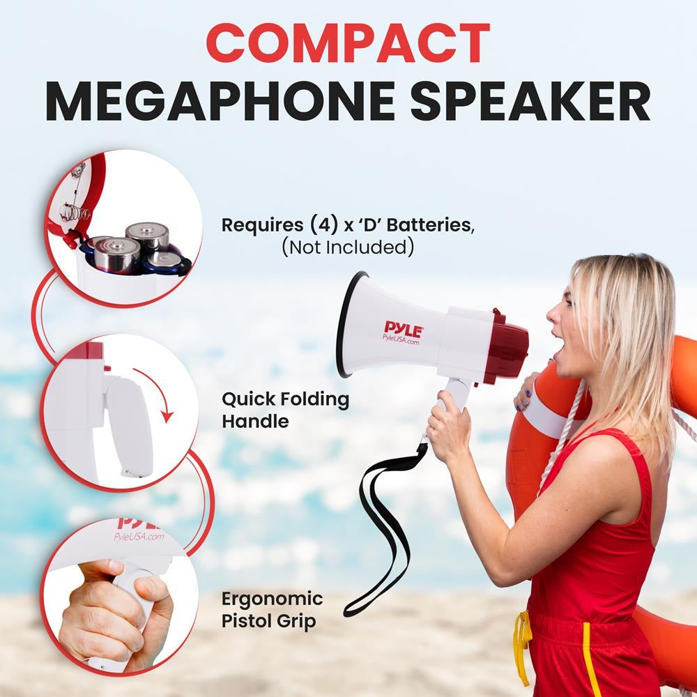 Pyle 30W Professional Megaphone Bullhorn with Siren, 800-Yd. Range - view 4