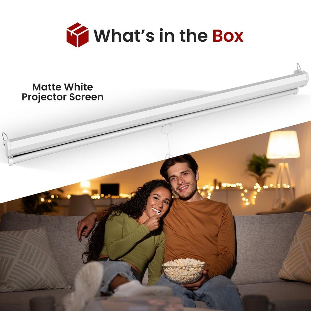 Pyle 72-In. Manual Pull-Down Projector Screen, 4:3 Matte White - view 7