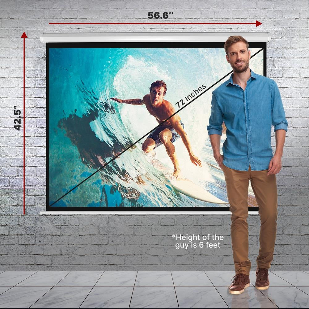 Pyle 72-In. Manual Pull-Down Projector Screen, 4:3 Matte White - view 8