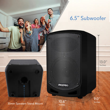 Pyle Compact Portable Bluetooth PA Speaker with 6.5-In. Woofer, Wireless Mic & Rechargeable Battery - view 3