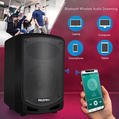 Pyle Compact Portable Bluetooth PA Speaker with 6.5-In. Woofer, Wireless Mic & Rechargeable Battery - view 4