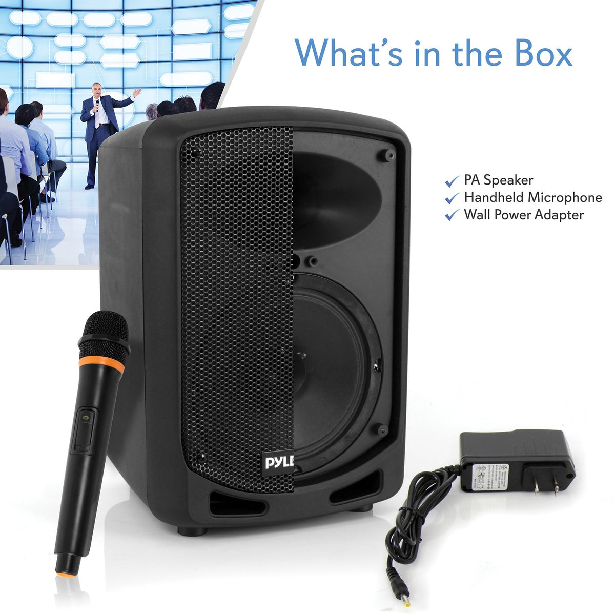 Pyle Compact Portable Bluetooth PA Speaker with 6.5-In. Woofer, Wireless Mic & Rechargeable Battery - view 6