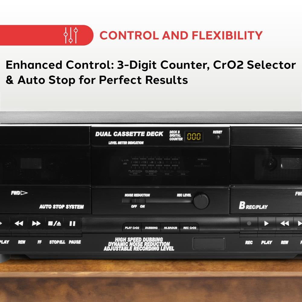 Pyle Rack-Mount Dual Cassette Deck with High-Speed Dubbing - view 4