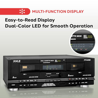 Pyle Rack-Mount Dual Cassette Deck with High-Speed Dubbing - view 6