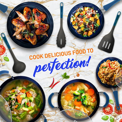 NutriChef 11-Piece Diamond Nonstick Cookware Set, Blue - view 5