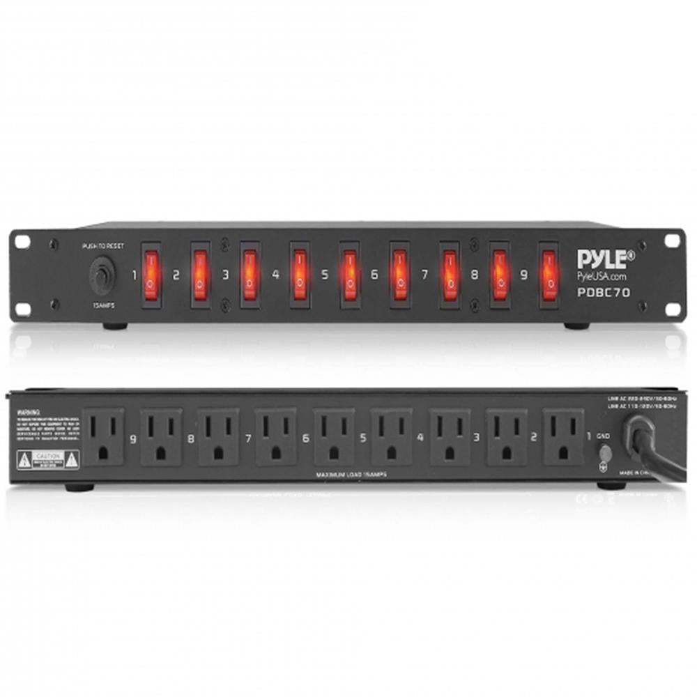 Pyle 9-Outlet 15A Rack-Mount Power Conditioner with Individual Switches - view 2