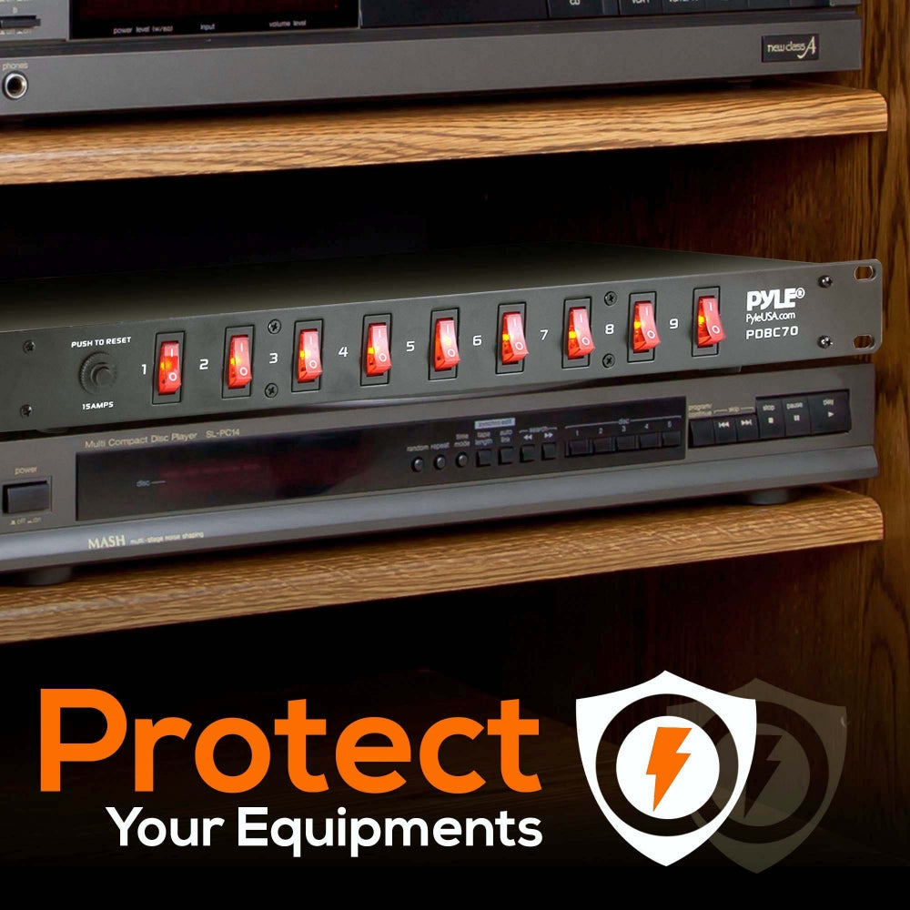 Pyle 9-Outlet 15A Rack-Mount Power Conditioner with Individual Switches - view 5