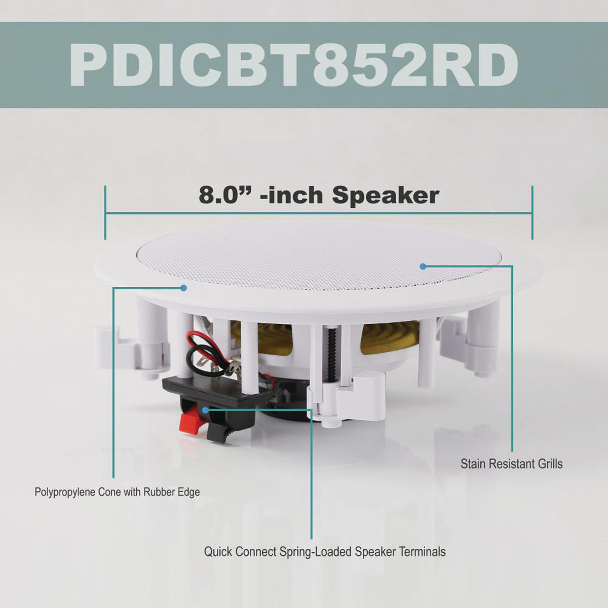 Pyle 8-In. 250W Bluetooth In-Ceiling/In-Wall Speaker Pair with Polymer Tweeter, 8 Ohms - view 4