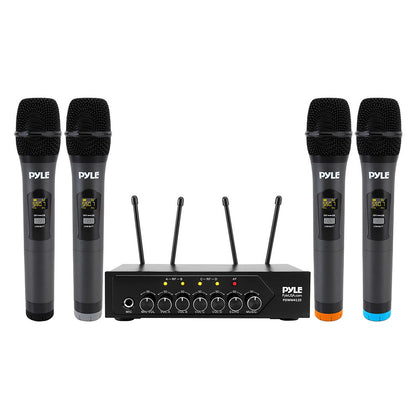 Pyle UHF Wireless Microphone System with 4 Handheld Mics & Bluetooth