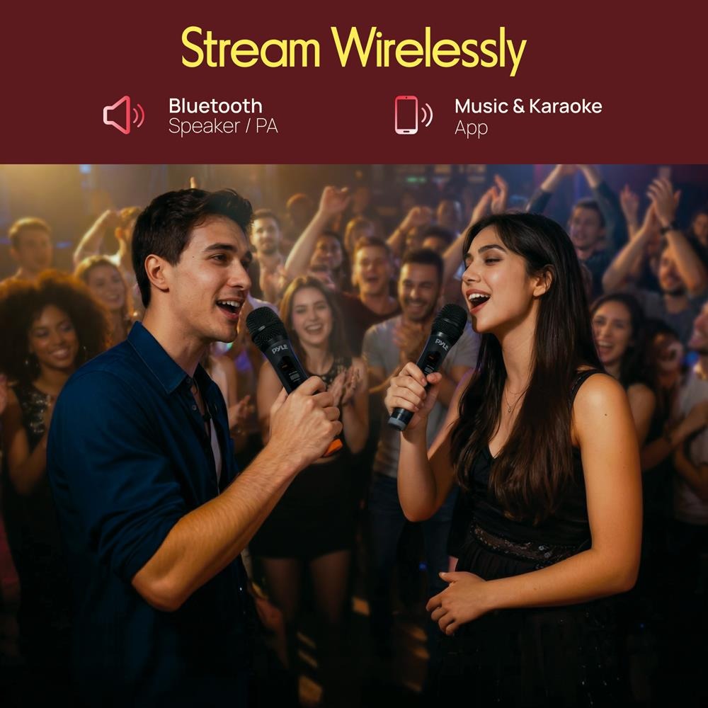 Pyle UHF Wireless Microphone System with 4 Handheld Mics & Bluetooth - view 8