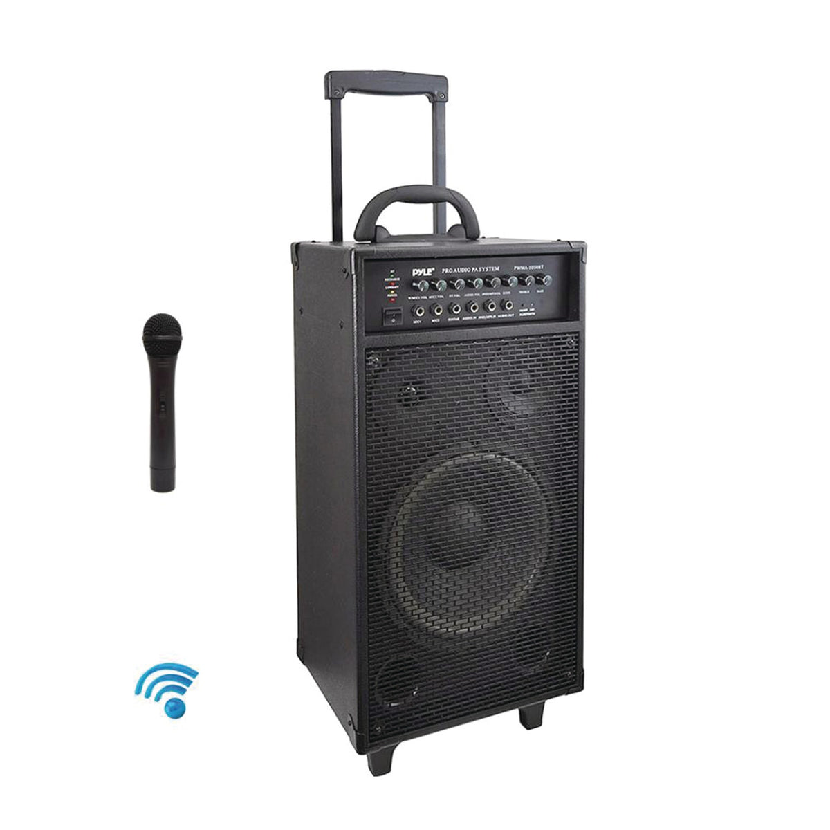 Pyle Portable Bluetooth PA Speaker System with 10-In. Sub, Wheels & Rechargeable Battery - view 4