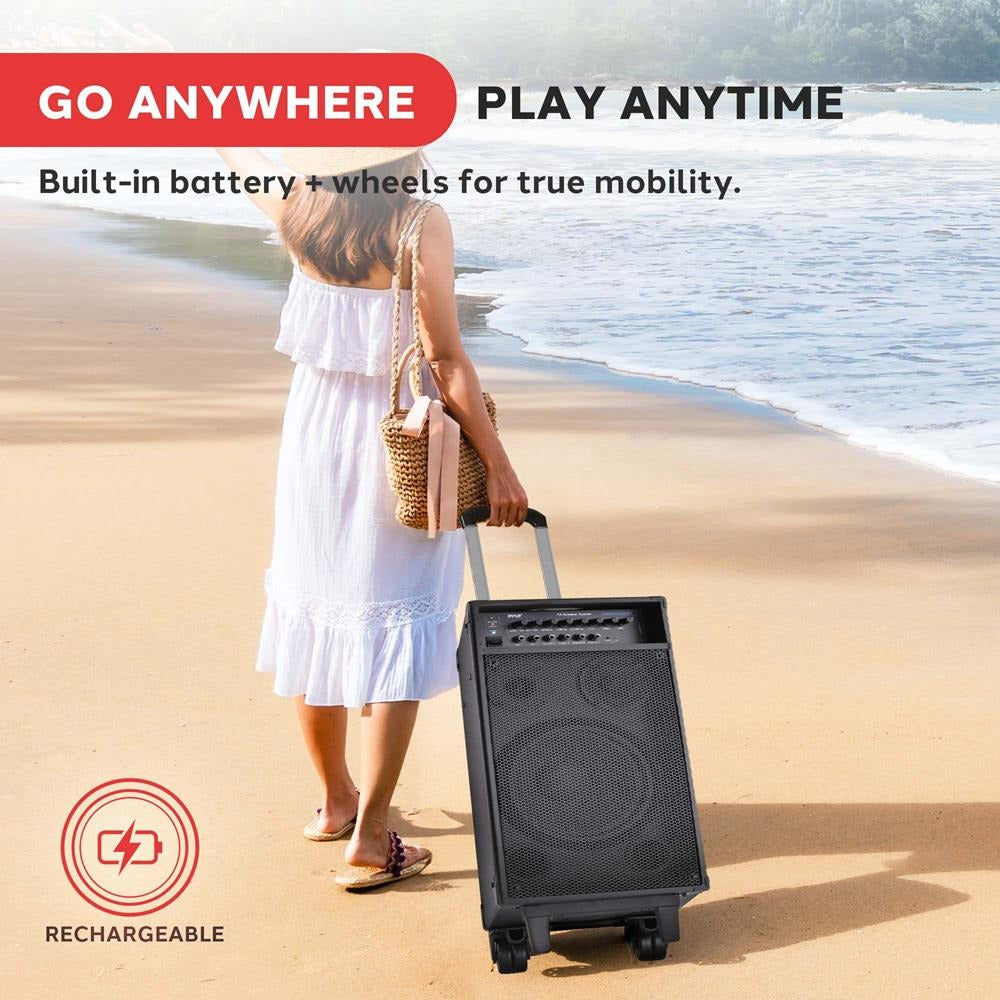 Pyle Portable Bluetooth PA Speaker System with 10-In. Sub, Wheels & Rechargeable Battery - view 11