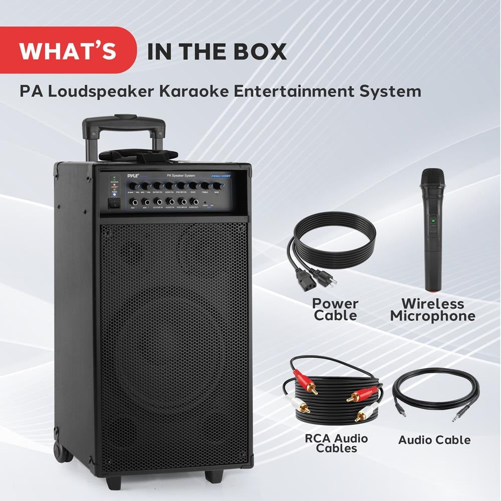 Pyle Portable Bluetooth PA Speaker System with 10-In. Sub, Wheels & Rechargeable Battery - view 12
