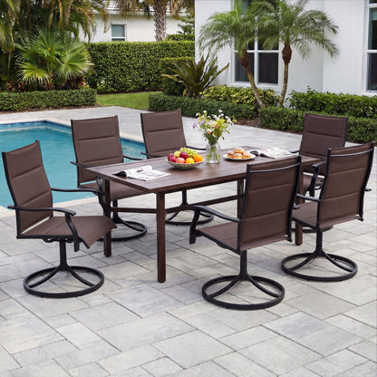 Padded Patio Swivel Chairs Set of 2 Ergonomic Outdoor Dining Chairs with Breathable Fabric