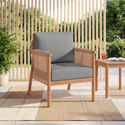 Acacia Wood Patio Dining Chairs Set of 2 with Cushions