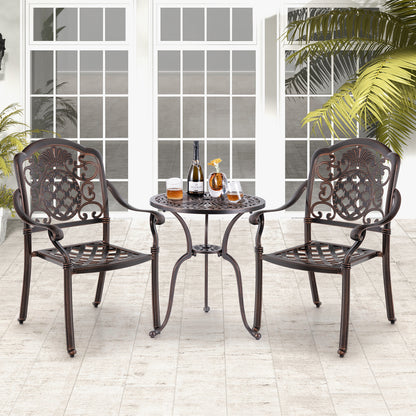 Cast Aluminum Patio Dining Chairs Set of 2 - Stackable