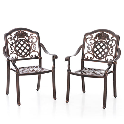 Cast Aluminum Patio Dining Chairs Set of 2 - Stackable