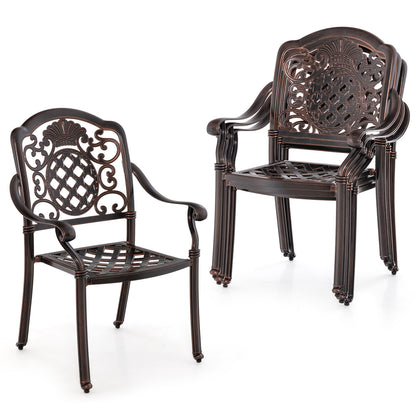 Cast Aluminum Patio Dining Chairs Set of 2 - Stackable
