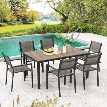 Stackable Patio Dining Chairs Set of 6 with Breathable Fabric