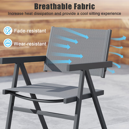 Outdoor Dining Chairs Set of 2 with Breathable Fabric