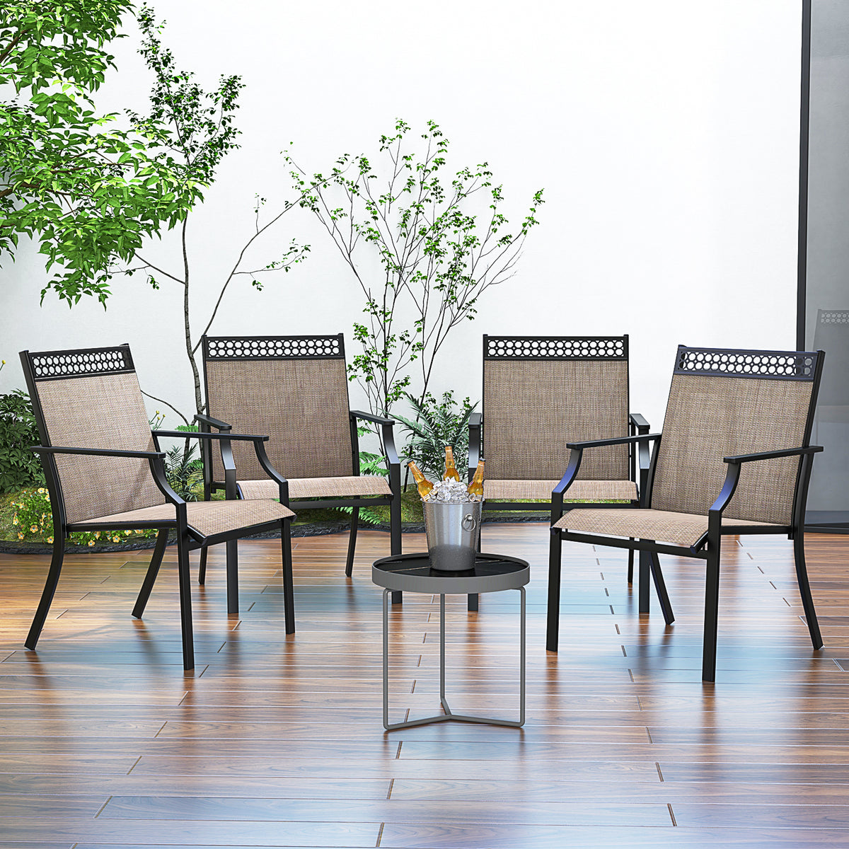 Patio Dining Chairs Set of 2 with Breathable Fabric