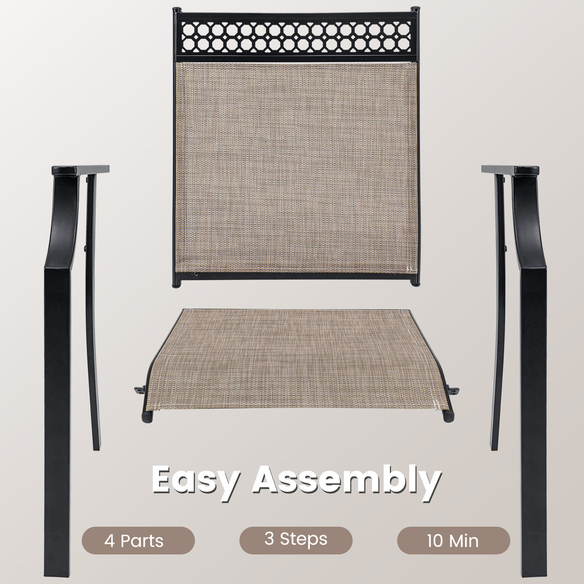 Patio Dining Chairs Set of 2 with Breathable Fabric