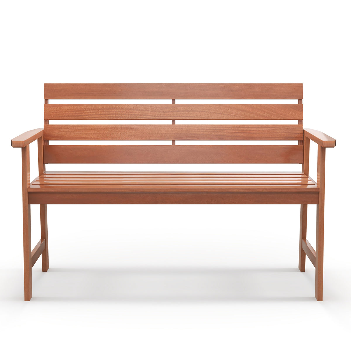 Solid Wood Outdoor Bench 2-Seat with Inclined Backrest