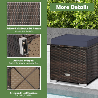 Patio Ottoman Set with Removable Cushions & Storage (2-Piece)