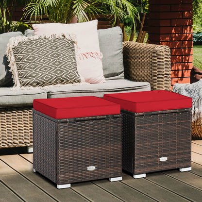 Patio Ottoman Set with Removable Cushions & Storage (2-Piece)