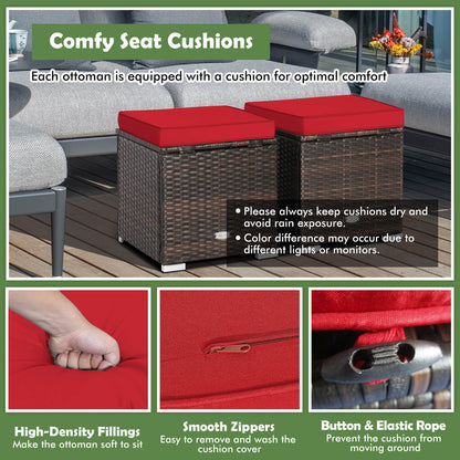 Patio Ottoman Set with Removable Cushions & Storage (2-Piece)