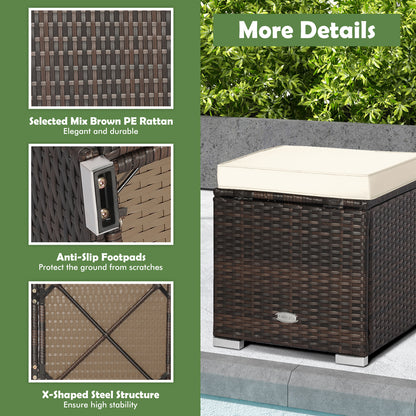 Patio Ottoman Set with Removable Cushions & Storage (2-Piece)