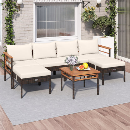 Patio Conversation Set with Ottomans and Side Table