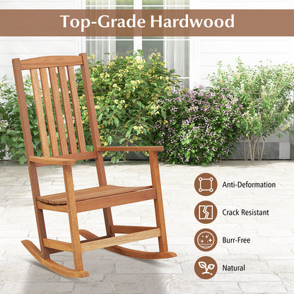 Hardwood Patio Rocking Chair with High Back