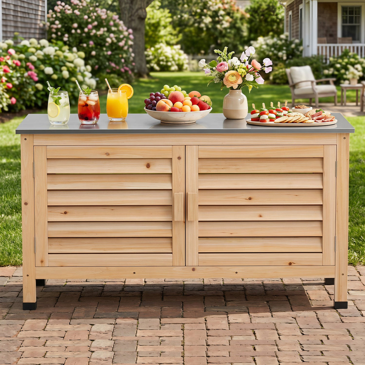 Outdoor Storage Cabinet with Stainless Steel Countertop