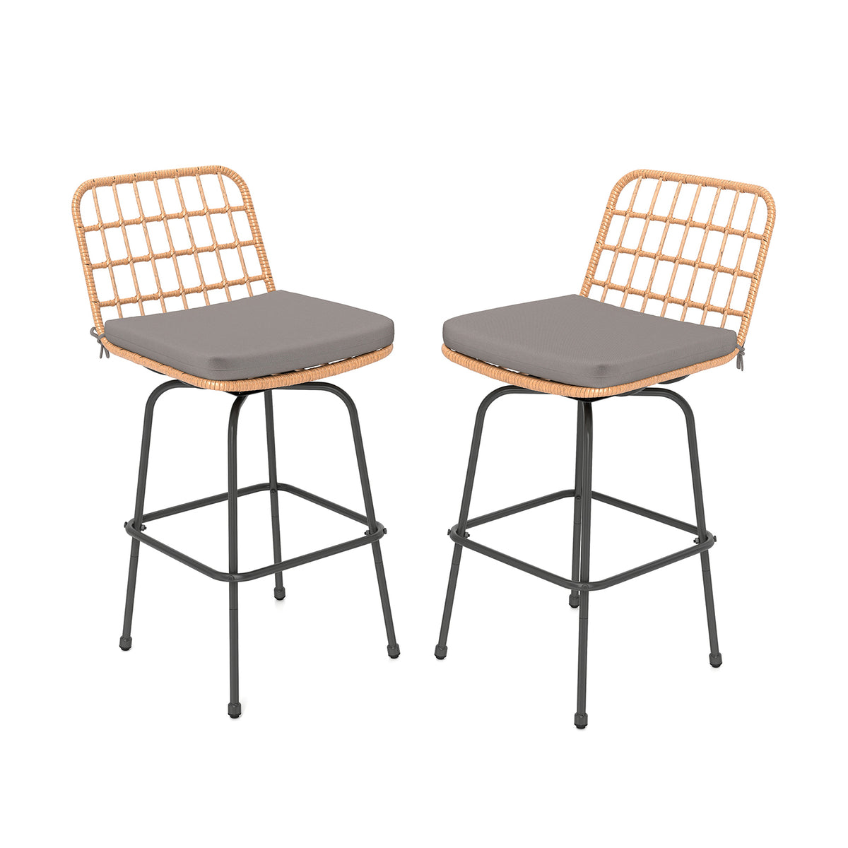 Swivel Patio Barstools Set of 2 with Cushions