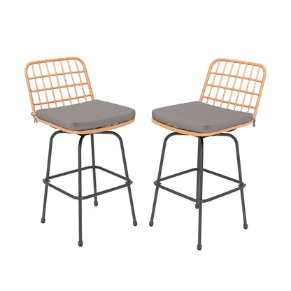 Swivel Patio Barstools Set of 2 with Cushions