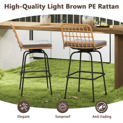 Swivel Patio Barstools Set of 2 with Cushions