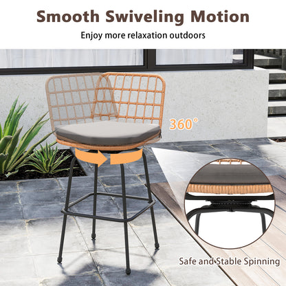 Swivel Patio Barstools Set of 2 with Cushions