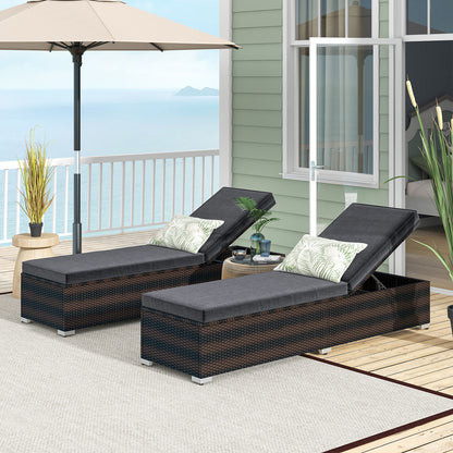 Wicker Patio Lounge Chair with 4-Position Adjustable Backrest
