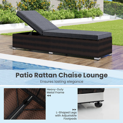 Wicker Patio Lounge Chair with 4-Position Adjustable Backrest